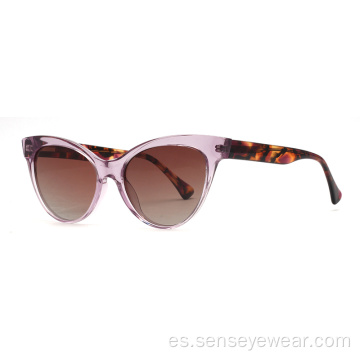 Gafas de sol de ojo de gato polarizado de acetato de inyección UV400